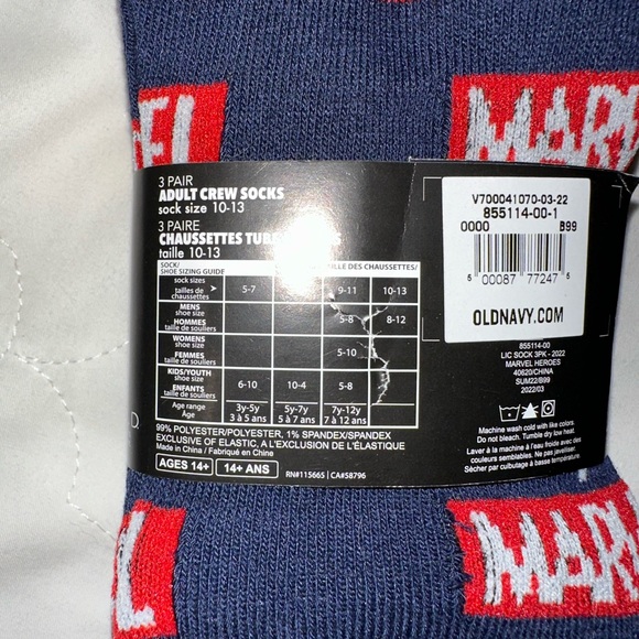 NWT Marvel crew socks 3-pack - Picture 2 of 5